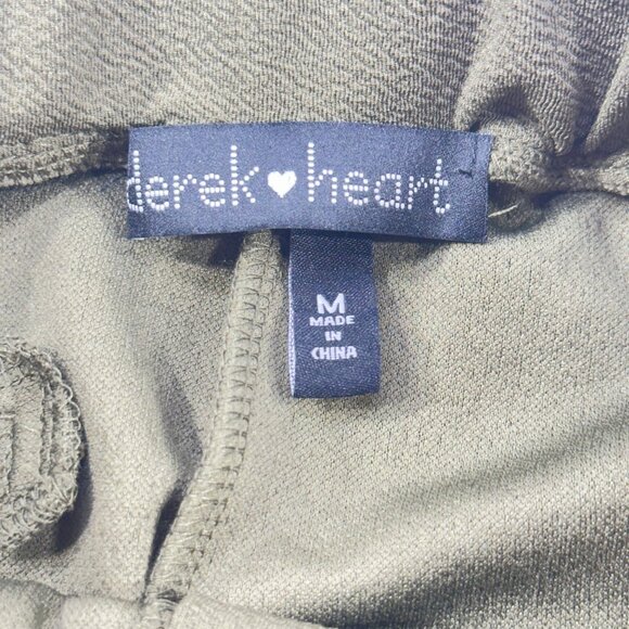 Derek Heart Women's Size Medium Pant Olive Green With Tie Belt Preowned - Picture 3 of 13